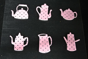 Bastelset, Coffee & Tee 6-teilig klebend - Set/12, rosa