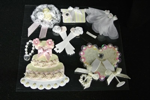 Bastelset, Heirat 8-teilig klebend - Set/12, weiss Bastelset, Heirat 8-teilig klebend - Set/12, weiss