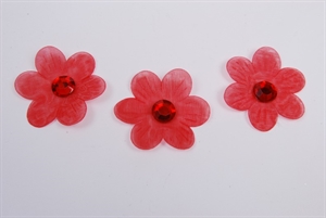 Deco, Blüte Organza mit Perle 30mm, rot Deco, Blüte Organza mit Perle 30mm, rot