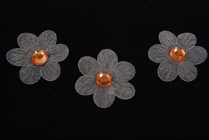 Deco, Blüte Organza mit Perle 30mm, ecru Deco, Blüte Organza mit Perle 30mm, ecru