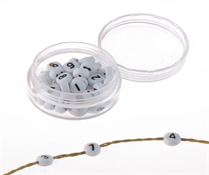 Deco, Nummberbeads 50 Stk - ca 5mm, weiss Deco, Nummberbeads 50 Stk - ca 5mm, weiss