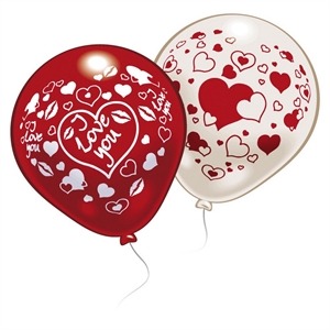 Ballons, "Heart" ca. 21cm - 2-fach sort, weiss/rot Ballons, "Heart" ca. 21cm - 2-fach sort, weiss/rot