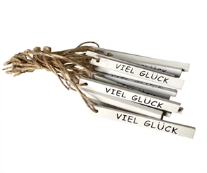 Anhänger, Holz 8cm - viel Glück, weiss Anhänger, Holz 8cm - viel Glück, weiss