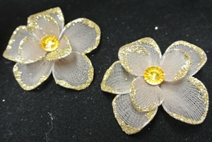 Deco, Blume 50mm, leber/gold Deco, Blume 50mm, leber/gold
