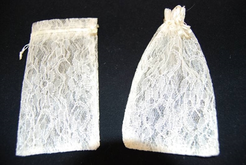 Beutel Organza, Uni- Spitze 8x 13cm, creme Beutel Organza, Uni- Spitze 8x 13cm, creme