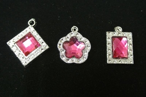 Anhänger, Schmucksteine 25mm 3-sort, pink Anhänger, Schmucksteine 25mm 3-sort, pink