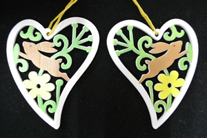 Anhänger, Herz - Hase & Blume 60x 55mm, weiss Anhänger, Herz - Hase & Blume 60x 55mm, weiss