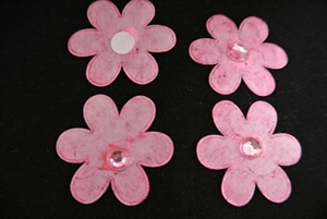 Deco, Blume 40mm mit Stein - klebend, rosa/fuchsia