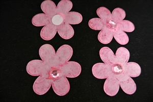 Deco, Blume 40mm mit Stein - klebend, rosa/fuchsia Deco, Blume 40mm mit Stein - klebend, rosa/fuchsia