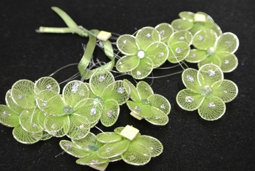 Deco, Blume 25mm - klebend, grün Deco, Blume 25mm - klebend, grün