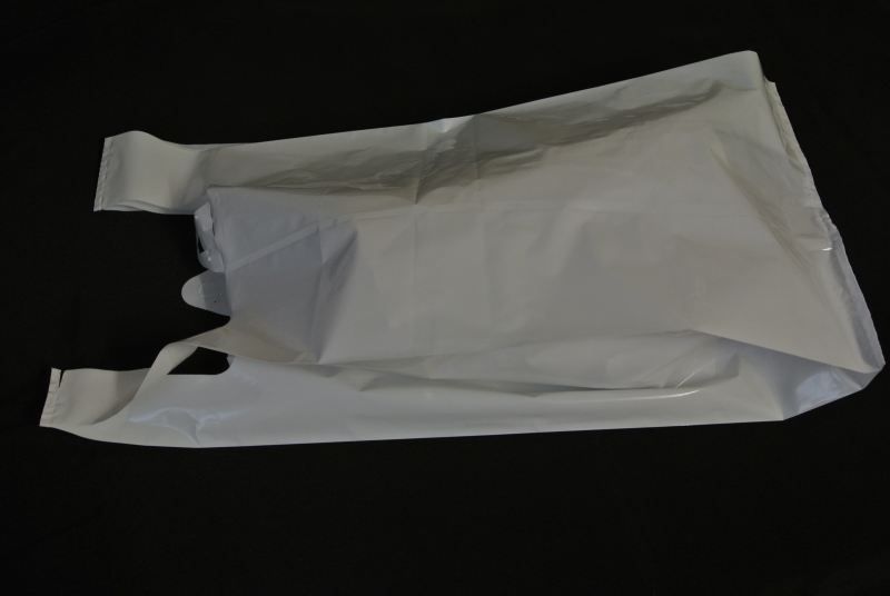 LDPE Tasche, 26x 17x 50cm Henkel 45my, weiss