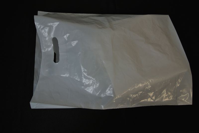 LDPE-Tasche, B29x H40cm - 50my Griffloch, weiss
