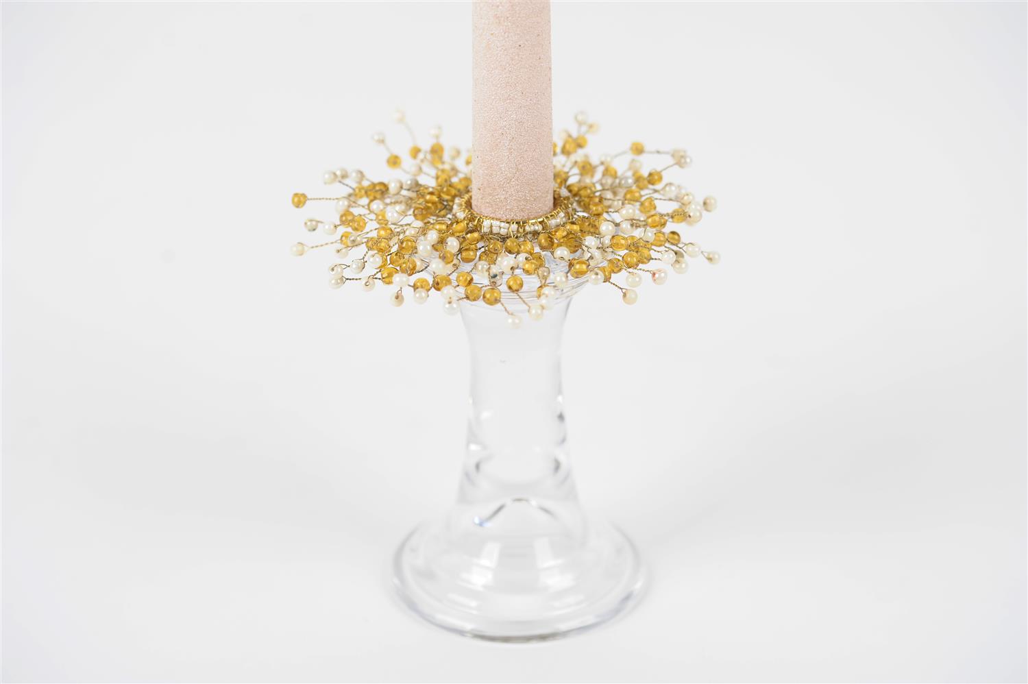 Kerzenring, mit Perlen Ø2.5~12cm, cream/gold